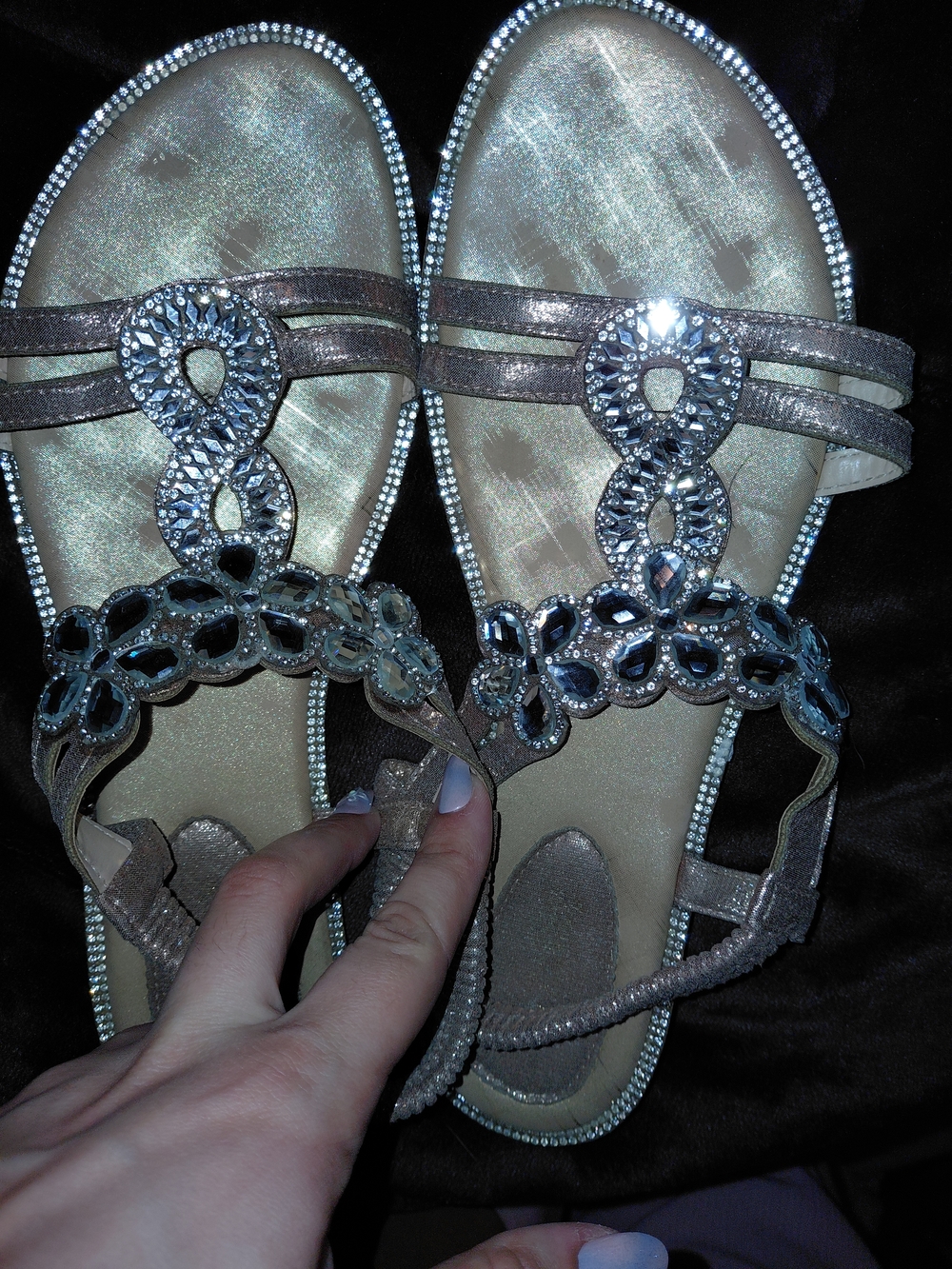 Embellished Rose Gold Rhinestone Women's Sandals